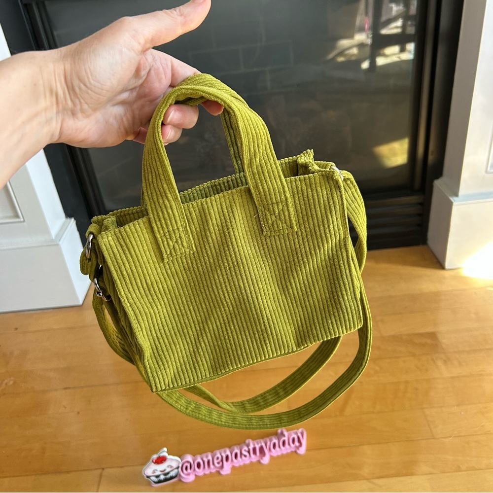 wild fable Corduroy Mini Crossbody Handbag, Fun Lime Green, Adjustable Strap